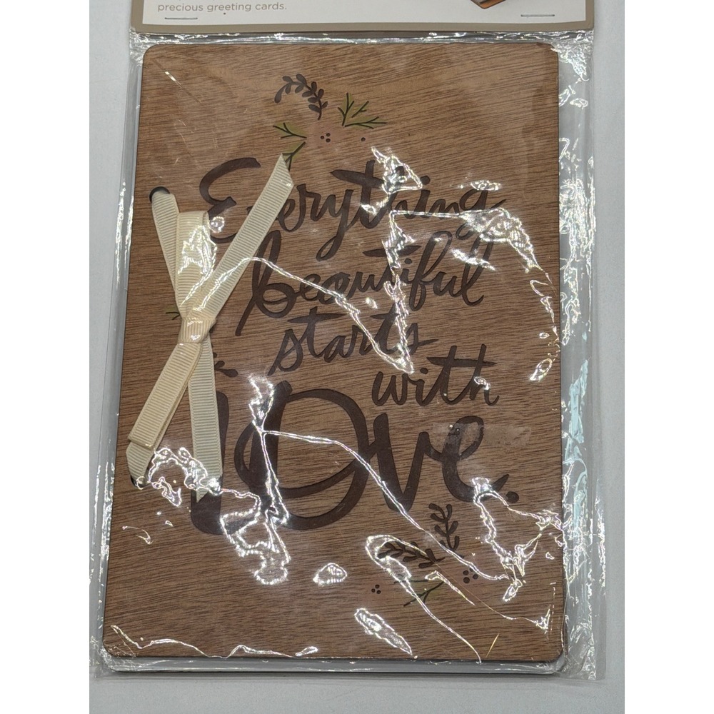 Hallmark Wood Card Keeper Everything Beautiful Starts With Love Ribbon Binder
